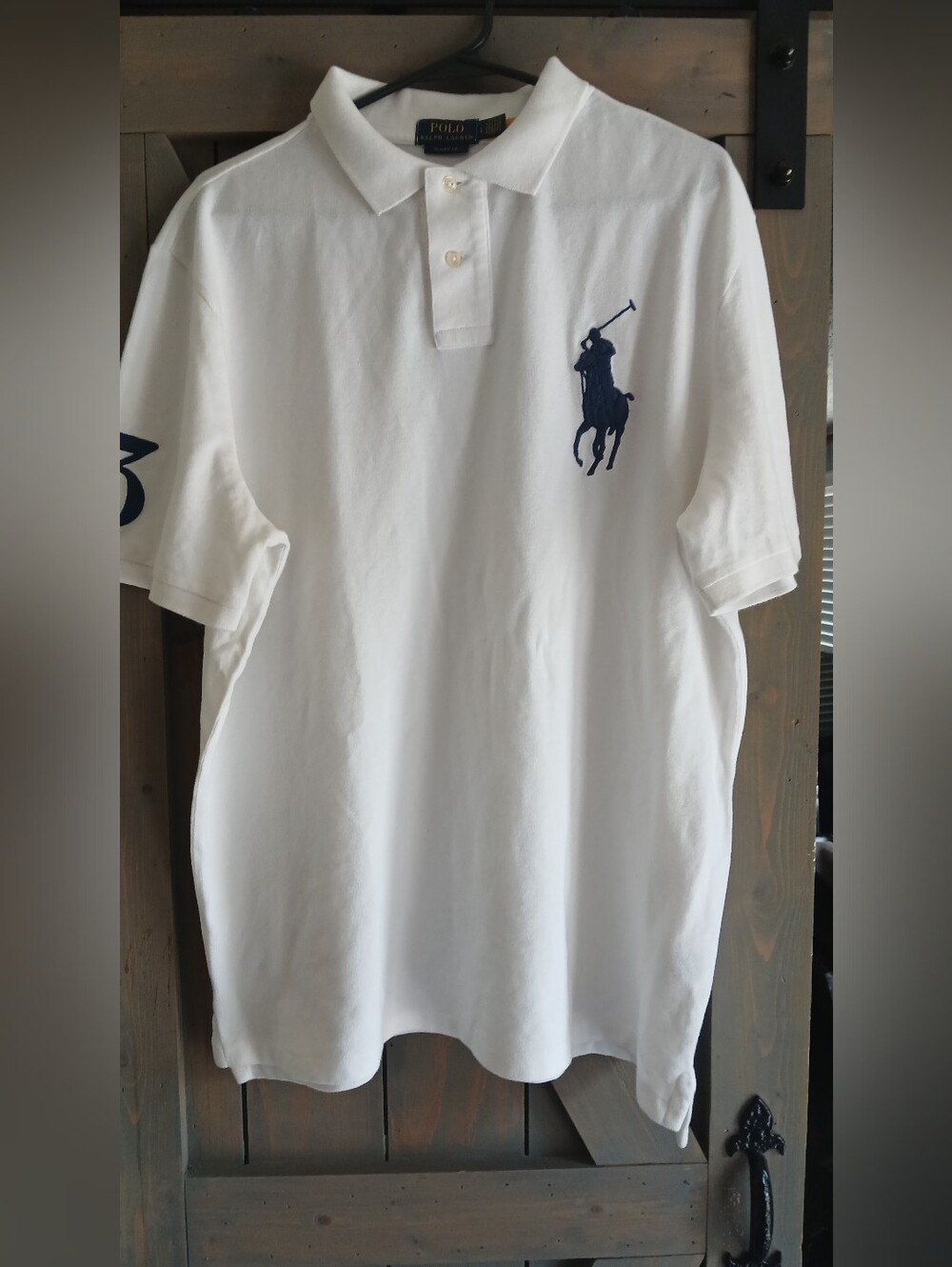 Ralph Lauren White Polo with Navy Pony Embroidery